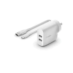 Belkin 24W Dual Wall Charger and USB-A to USB-C Cable