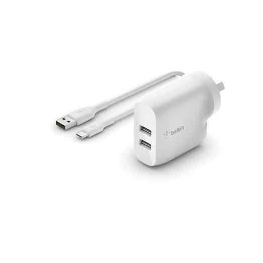 Belkin 24W Dual Wall Charger and USB-A to USB-C Cable