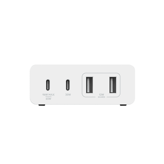 Belkin 108W 4-YSB Port GaN Desktop Charger - With Intelligent Power Sharing - White
