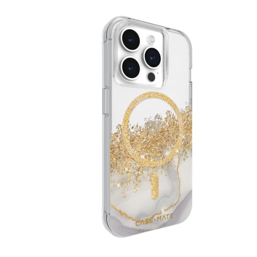 Case-Mate Karat MagSafe Case - For iPhone 15 Pro - Marble - White / Gold
