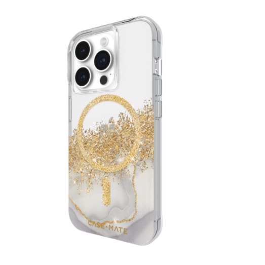 Case-Mate Karat MagSafe Case - For iPhone 15 Pro - Marble - White / Gold