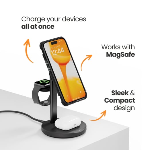 EFM FLUX 3-in-1 Wireless Charger - With 20W Wall Charger - Black