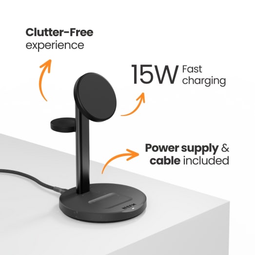 EFM FLUX 3-in-1 Wireless Charger - With 20W Wall Charger - Black