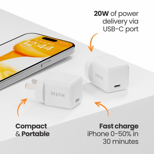 EFM ECO 20W Wall Charger - With Power Delivery and PPS Technology - White