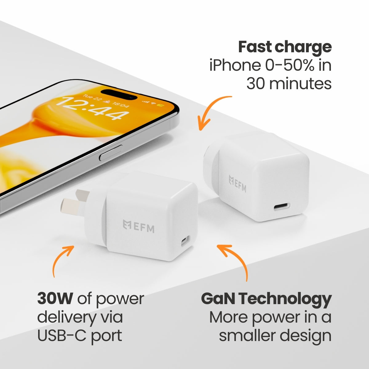 EFM ECO 20W Wall Charger - With Power Delivery and PPS Technology - White