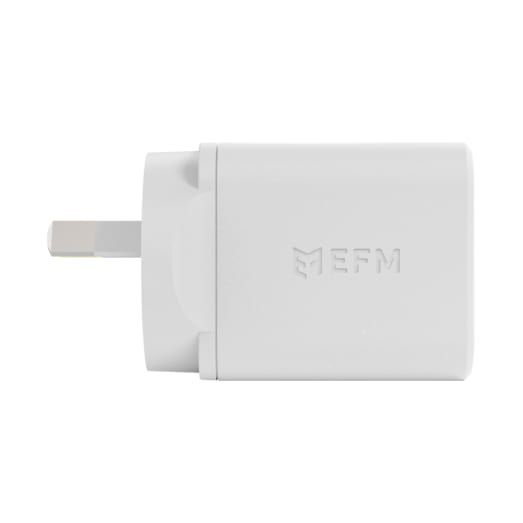 EFM ECO 40W Dual Port Wall Charger - With GaN  Power Delivery and PPS - White