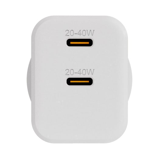 EFM ECO 40W Dual Port Wall Charger - With GaN  Power Delivery and PPS - White