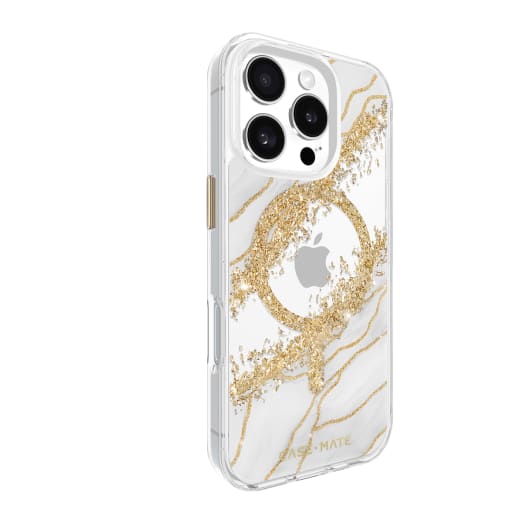 Case-Mate Karat MagSafe Case - For iPhone 16 Pro - Granite - White / Gunmetal Grey