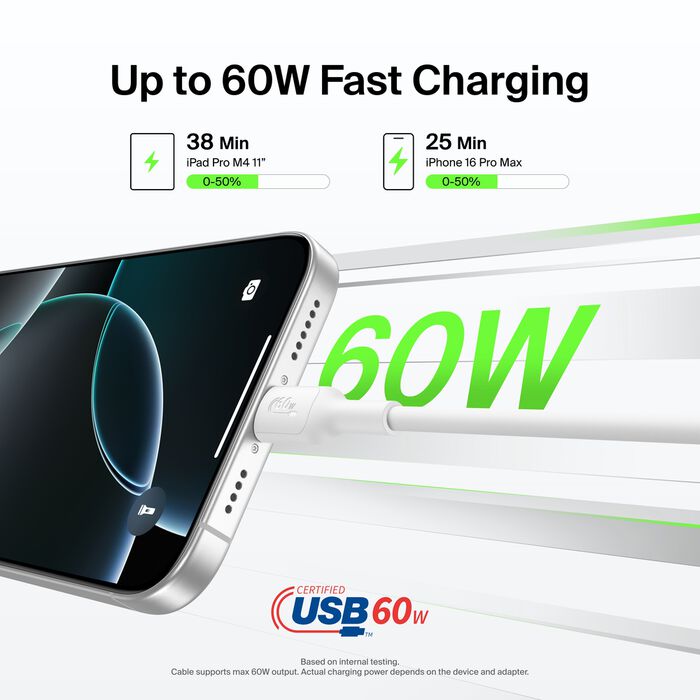 Belkin Boost Charge USB-C to C 60W Cable - 1m - Universally compatible - White
