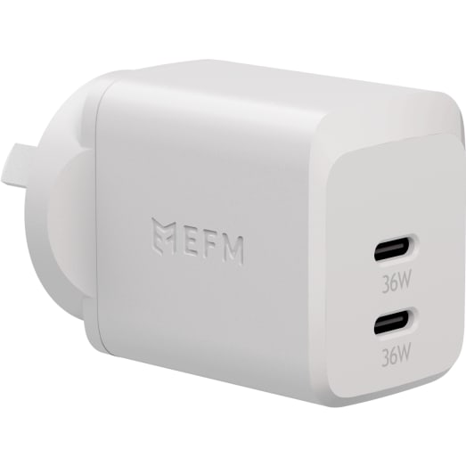 EFM ECO 36W Dual Port Wall Charger - With Power Delivery and PPS - White
