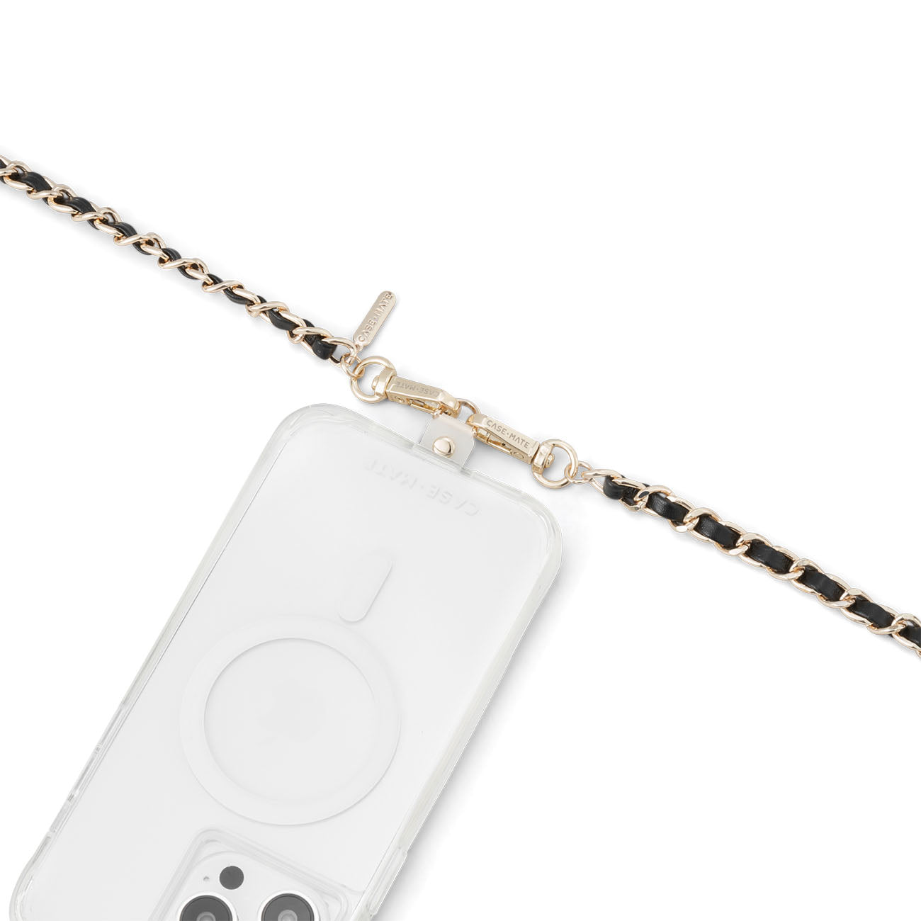 Case-Mate Phone Crossbody - Gold Chain and Black Leather