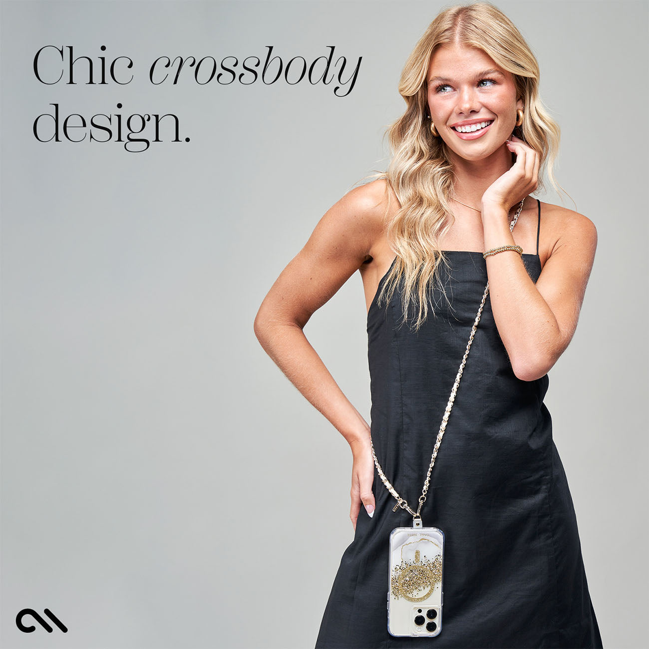 Case-Mate Phone Crossbody - Gold Chain and Cream Leather