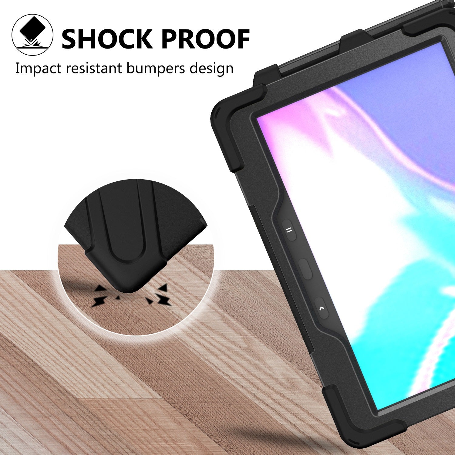 USP Rugged Samsung Galaxy Tab Active5 Pro/Tab Active4 Pro/Tab Active Pro (10.1") Case Black - Built-in-Kickstand /Adjustable Hand Strap / Shoulder Strap