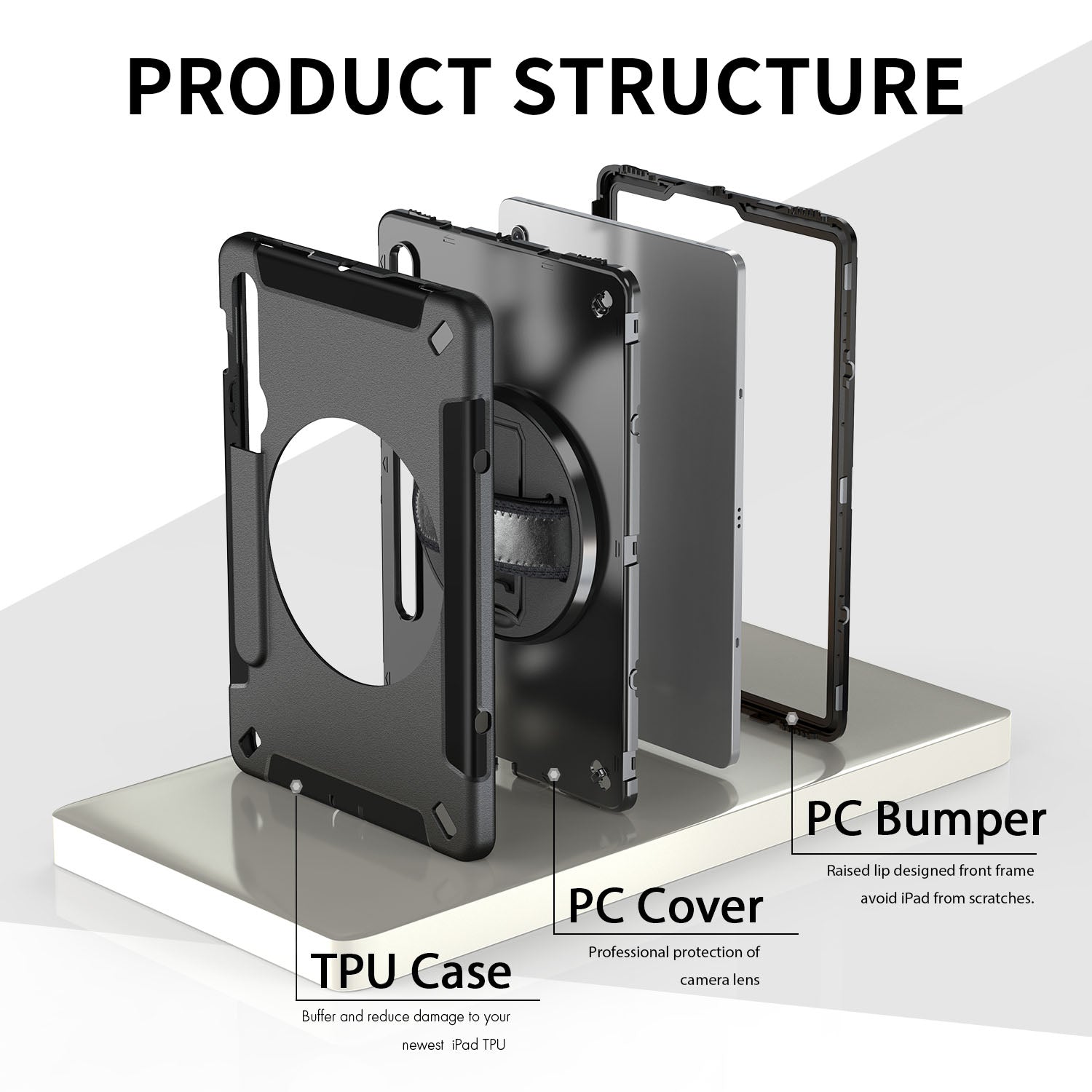 USP Rugged Samsung Galaxy Tab S8 / Tab S7 (11') Case Black - Built-in-Kickstand /Adjustable Hand Strap / Shoulder Strap / Pen Holder /DropProof /ShockProof