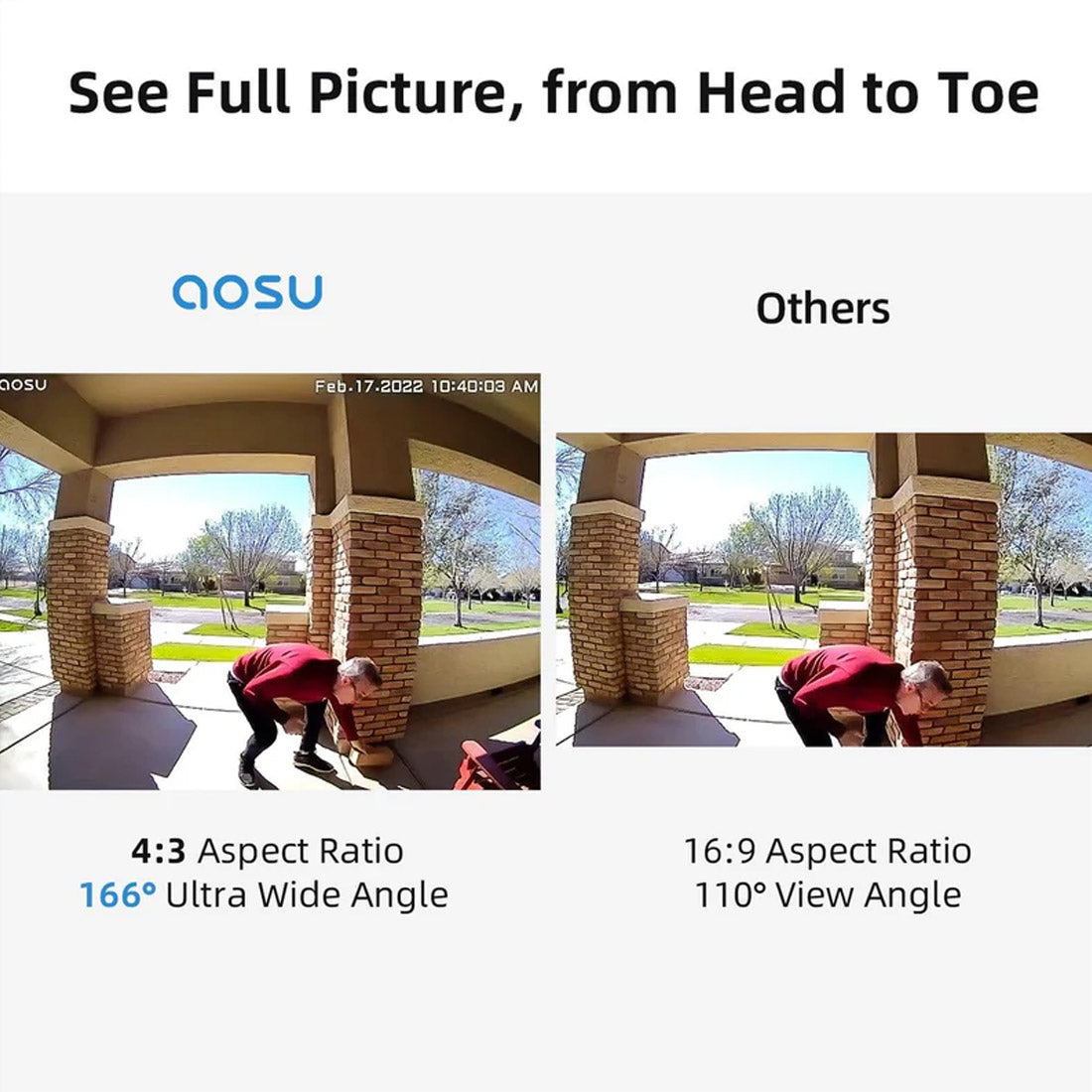 AOSU 2K QHD Video Doorbell Pro Smart Camera with Wi-Fi HomeBase