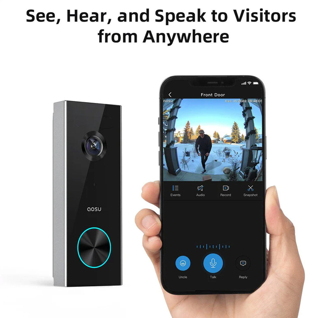 AOSU 2K QHD Video Doorbell Pro Smart Camera with Wi-Fi HomeBase