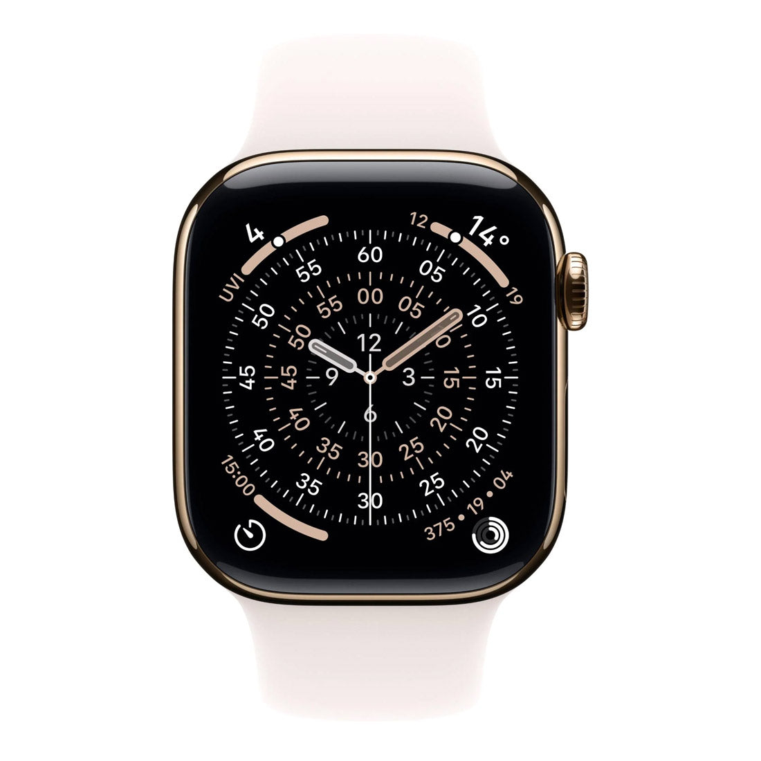 Apple Watch Series 11 GPS + Cellular 46mm Gold Titanium Case w/ Light Blush Sports Band (S/M)
