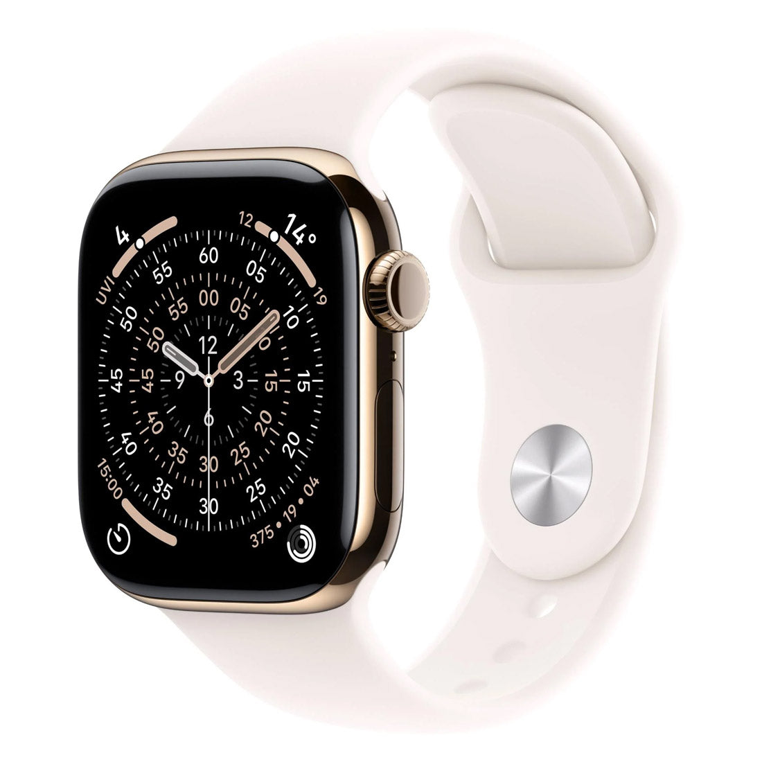 Apple Watch Series 11 GPS + Cellular 46mm Gold Titanium Case w/ Light Blush Sports Band (S/M)