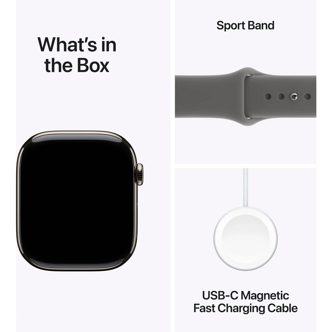Apple Watch Series 11 GPS + Cellular 42mm Natural Titanium Case w/ Stone Grey Sports Band (M/L)
