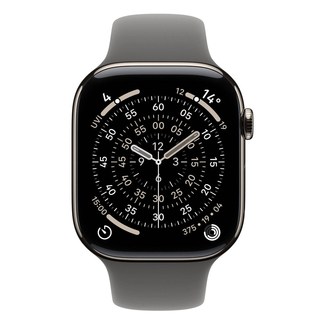 Apple Watch Series 11 GPS + Cellular 42mm Natural Titanium Case w/ Stone Grey Sports Band (S/M)