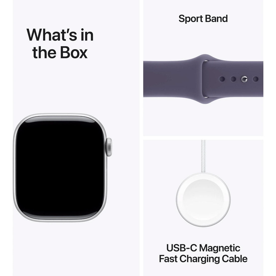 Apple Watch Series 11 GPS + Cellular 46mm Silver Aluminium Case w/ Purple Fog Sports Band (S/M)