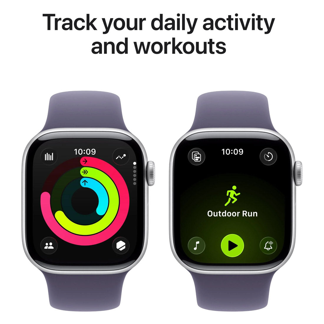 Apple Watch Series 11 GPS + Cellular 46mm Silver Aluminium Case w/ Purple Fog Sports Band (S/M)