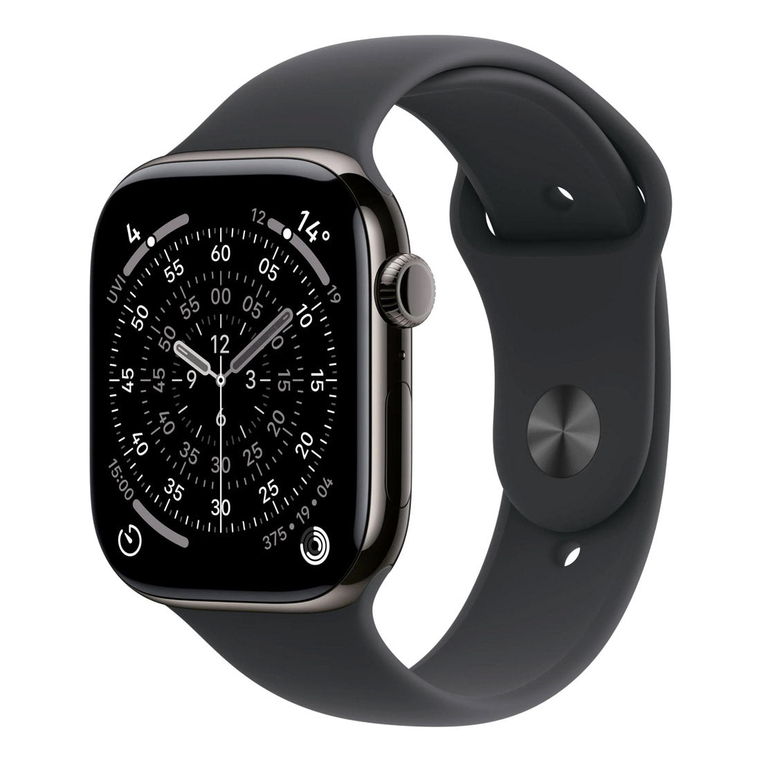 Apple Watch Series 11 GPS + Cellular 42mm Slate Titanium Case w/ Black Sports Band (S/M)
