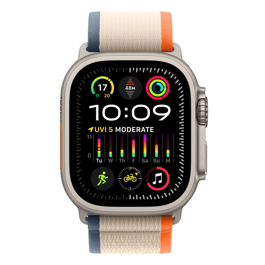 Apple Watch Ultra 2 GPS + Cellular 49mm Titanium w/ Orange/Beige Trail Loop - M/L