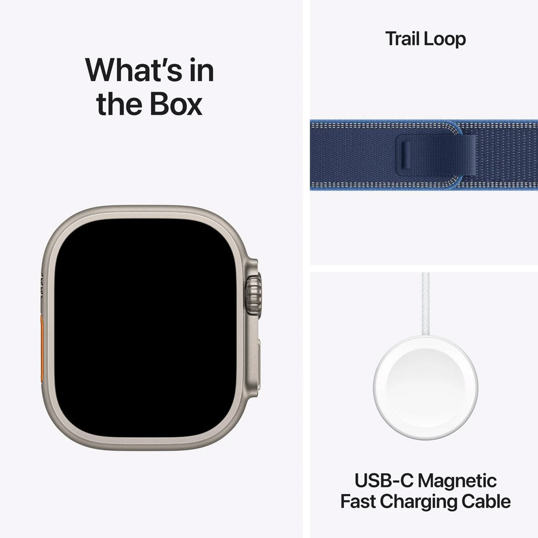 Apple Watch Ultra 3 49mm GPS + Cellular Natural Titanium Case w/ Bright Blue Trail Loop (Medium/Large)