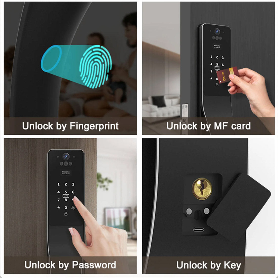 Auslock Push/Pull A519 Facial Recognition Space Alloy Material - Gold