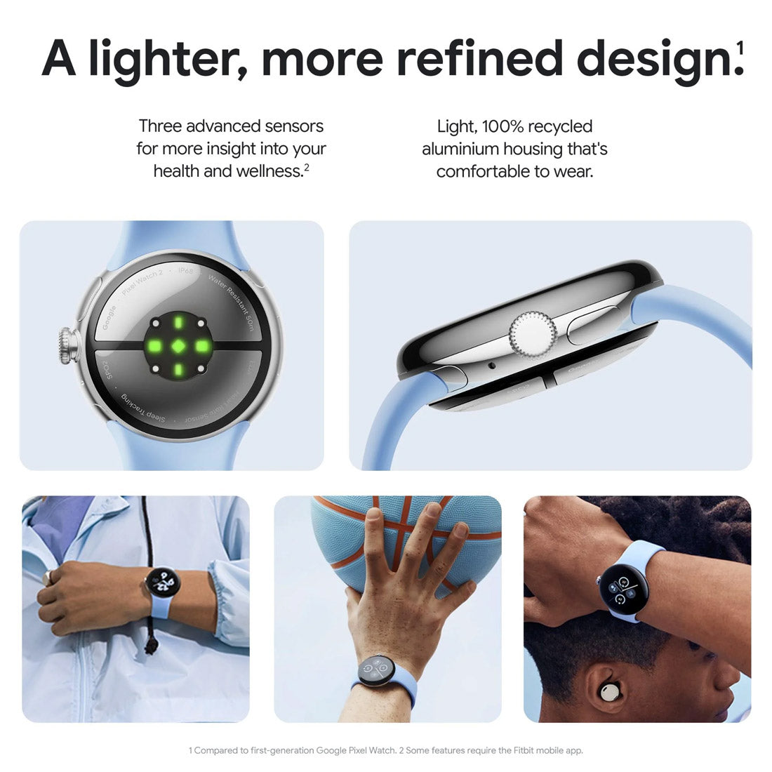 Google Pixel Watch 2 LTE Polished Silver with Porcelain Active Band [Open Box] - New