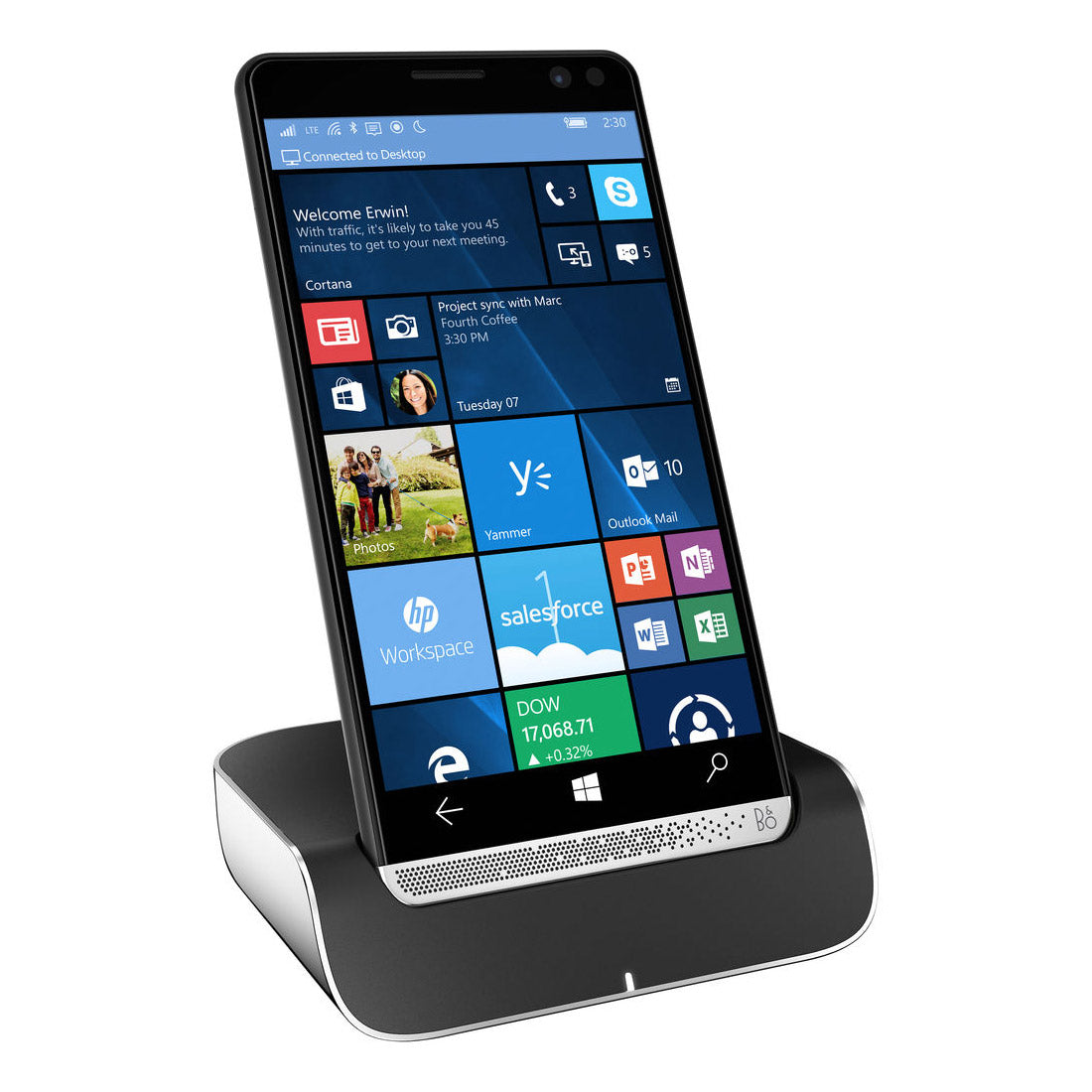 HP Elite X3 with Desktop Dock (4G/LTE, 64GB/4GB. 5.96''. Win10, PC/Tablet/SmartPhones) - Black