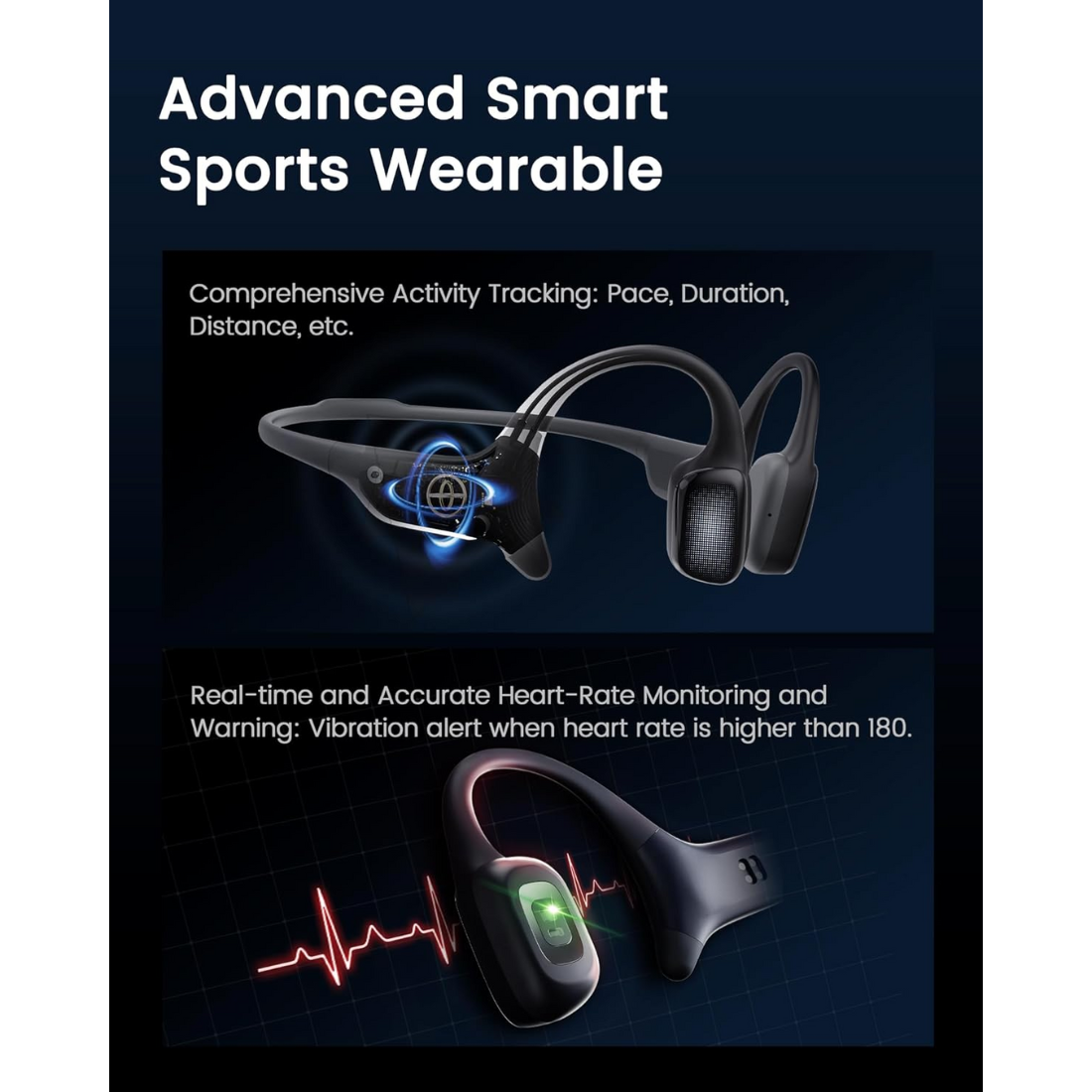 Mojawa HaptiFit Terra Waterproof Bone Conduction Headphones - Blue