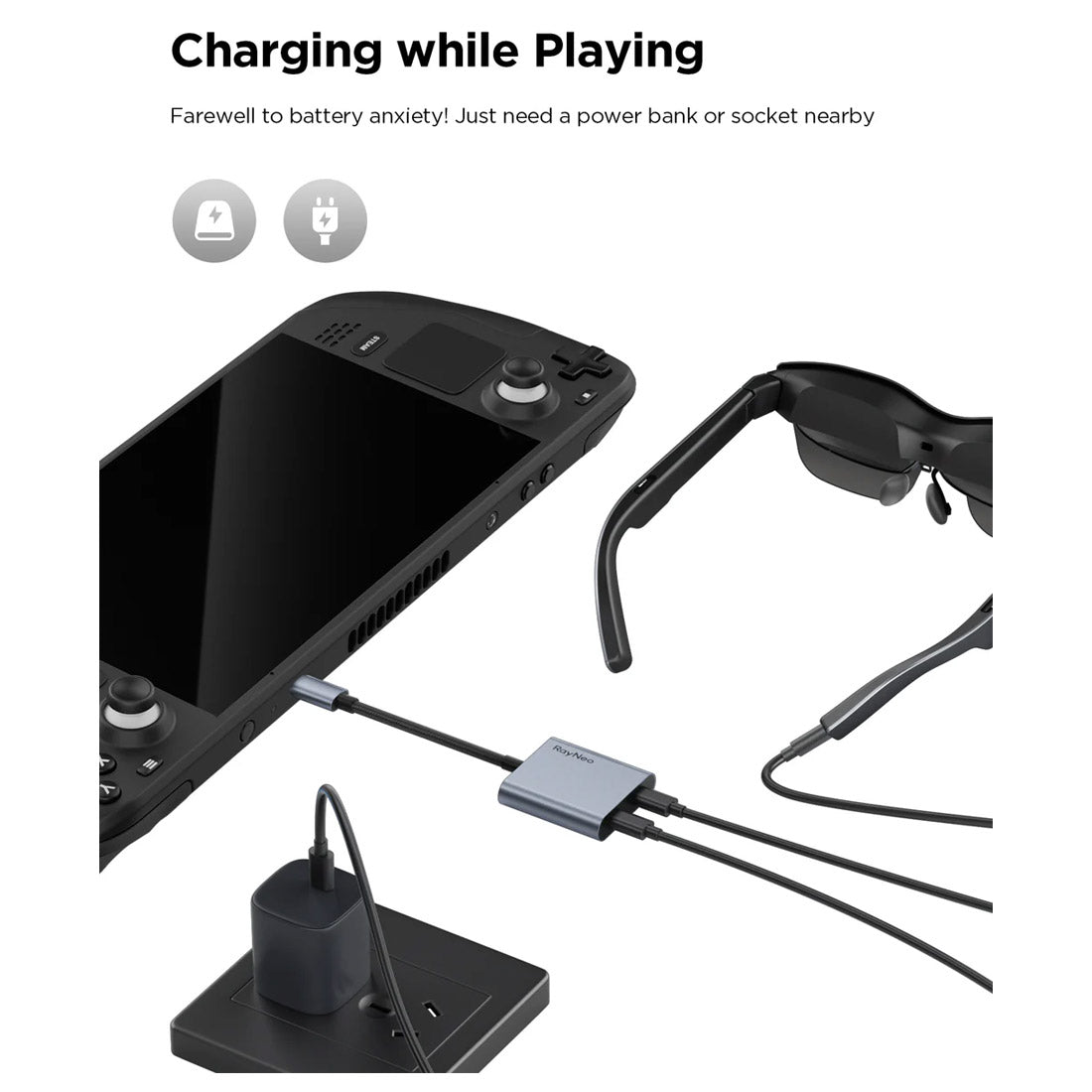 Rayneo USB-C to Glasses and Charging Adapter