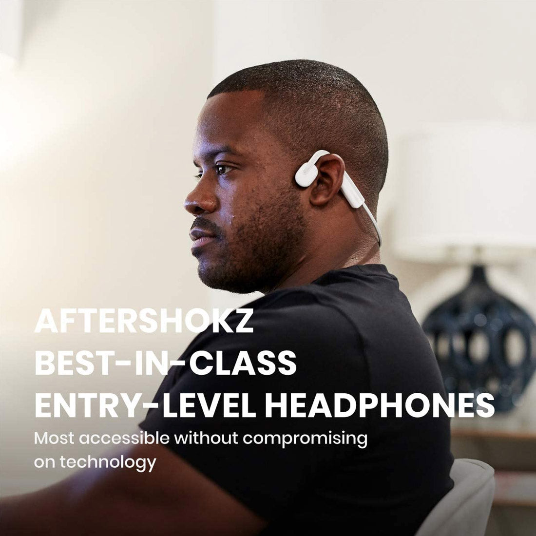 Shokz OpenMove Bone Conduction Open-Ear Lifestyle/Sport Headphones - White