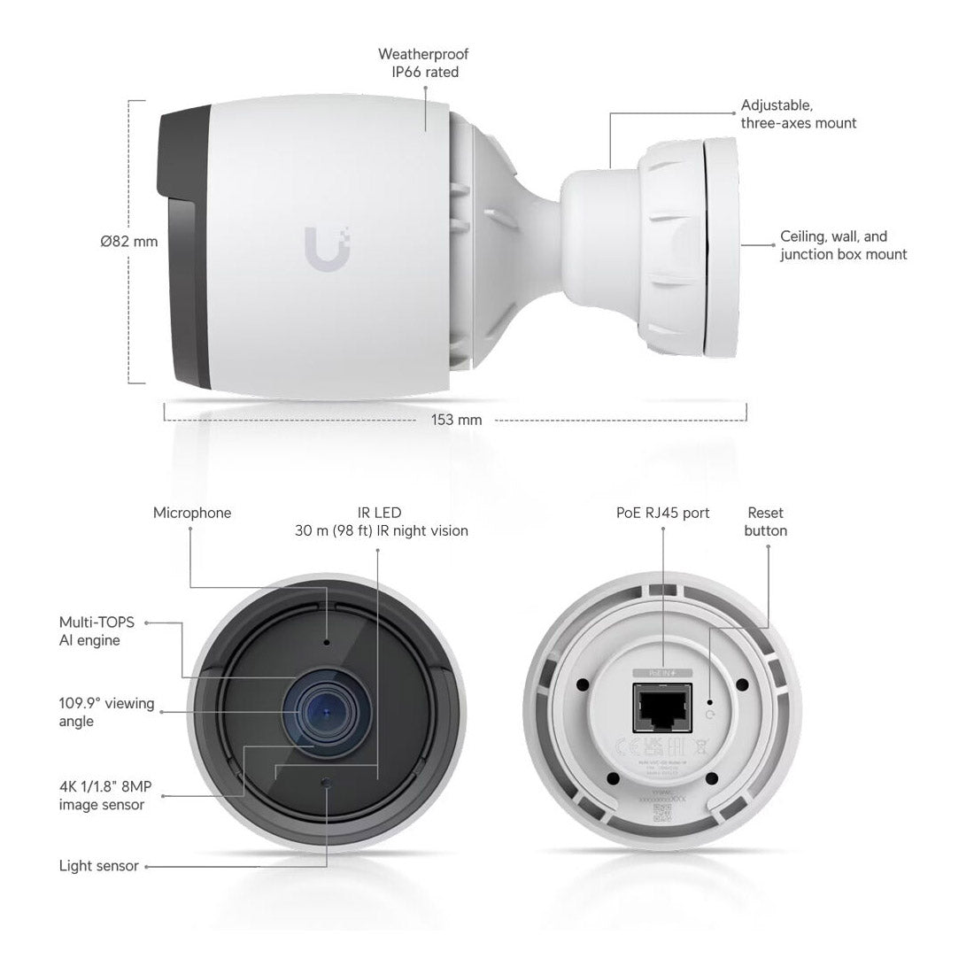 Ubiquiti Networks G6 4K UHD Outdoor Network Bullet Camera w/ Night Vision - White
