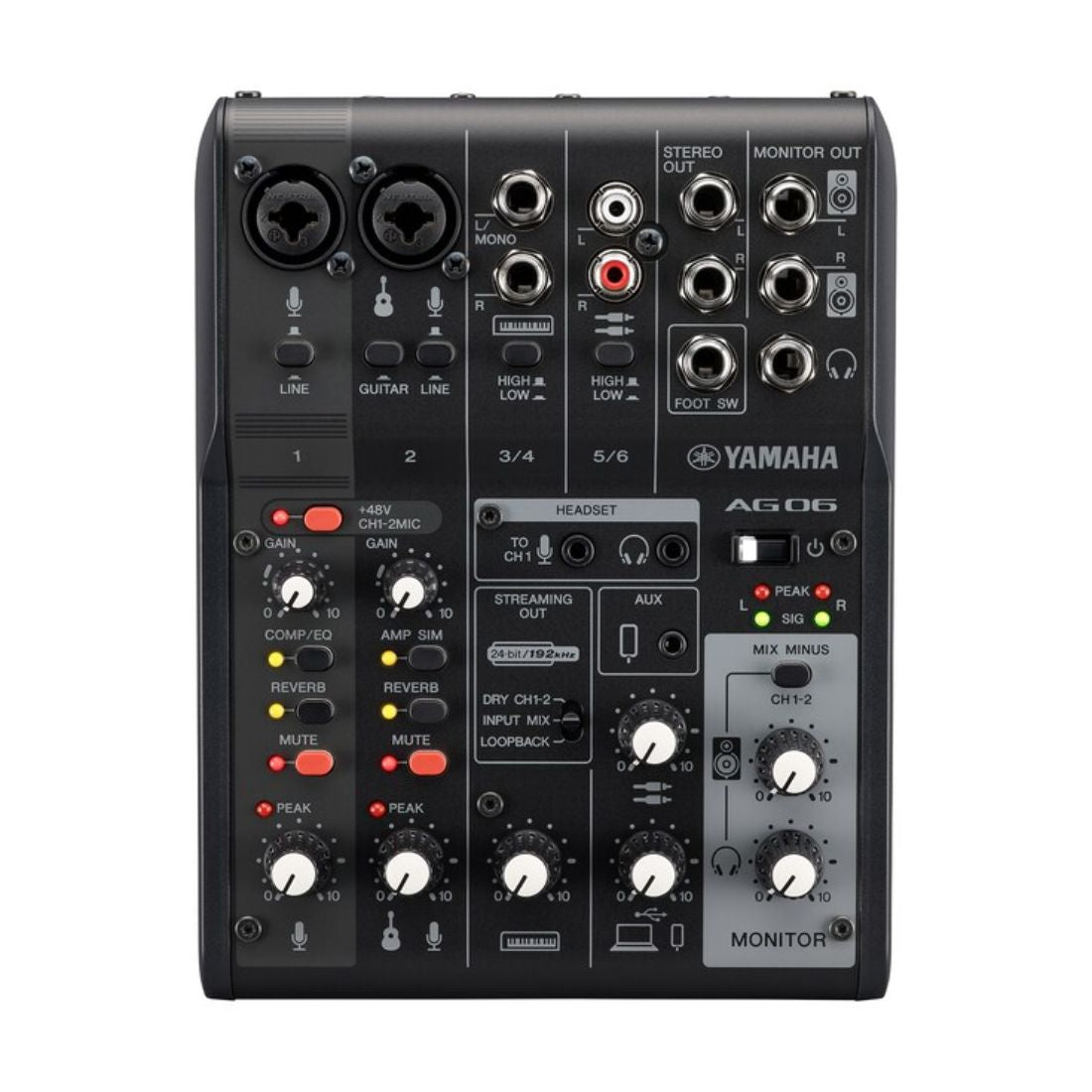 Yamaha AG06MK2 Live Streaming Mixer and Audio Interface - Black