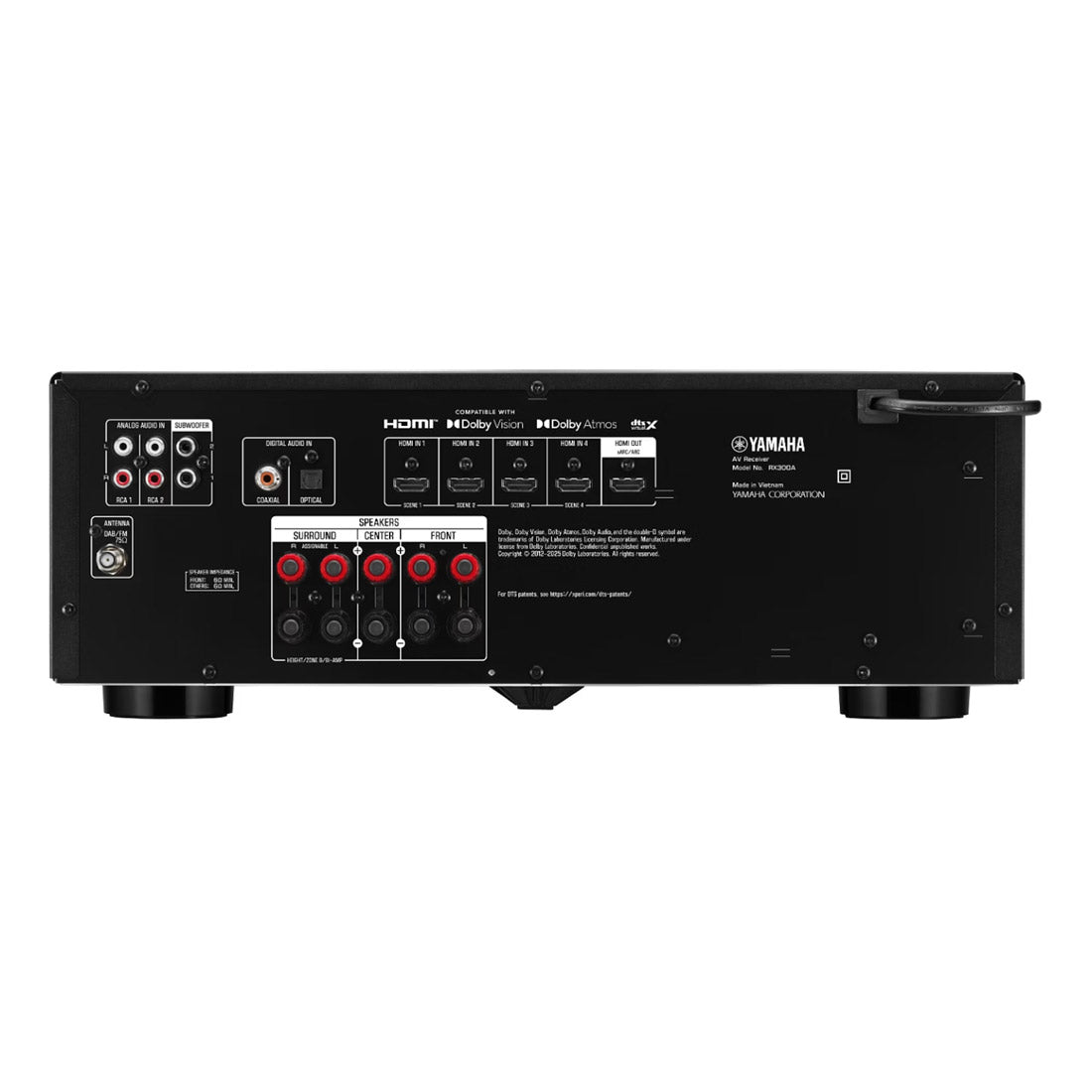 Yamaha RX300A 5.2-Channel Home Theater AV Receiver - Back