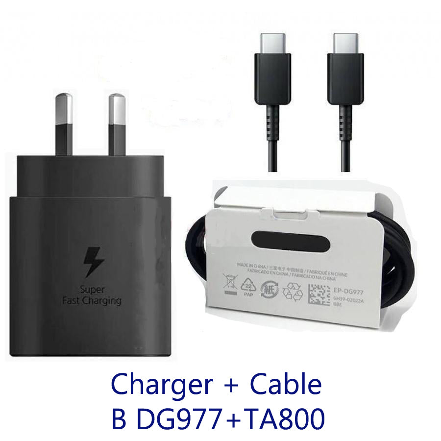 Original Samsung 25w Super Fast Charger/Type-C to Type-C Cable NO retail PK Black